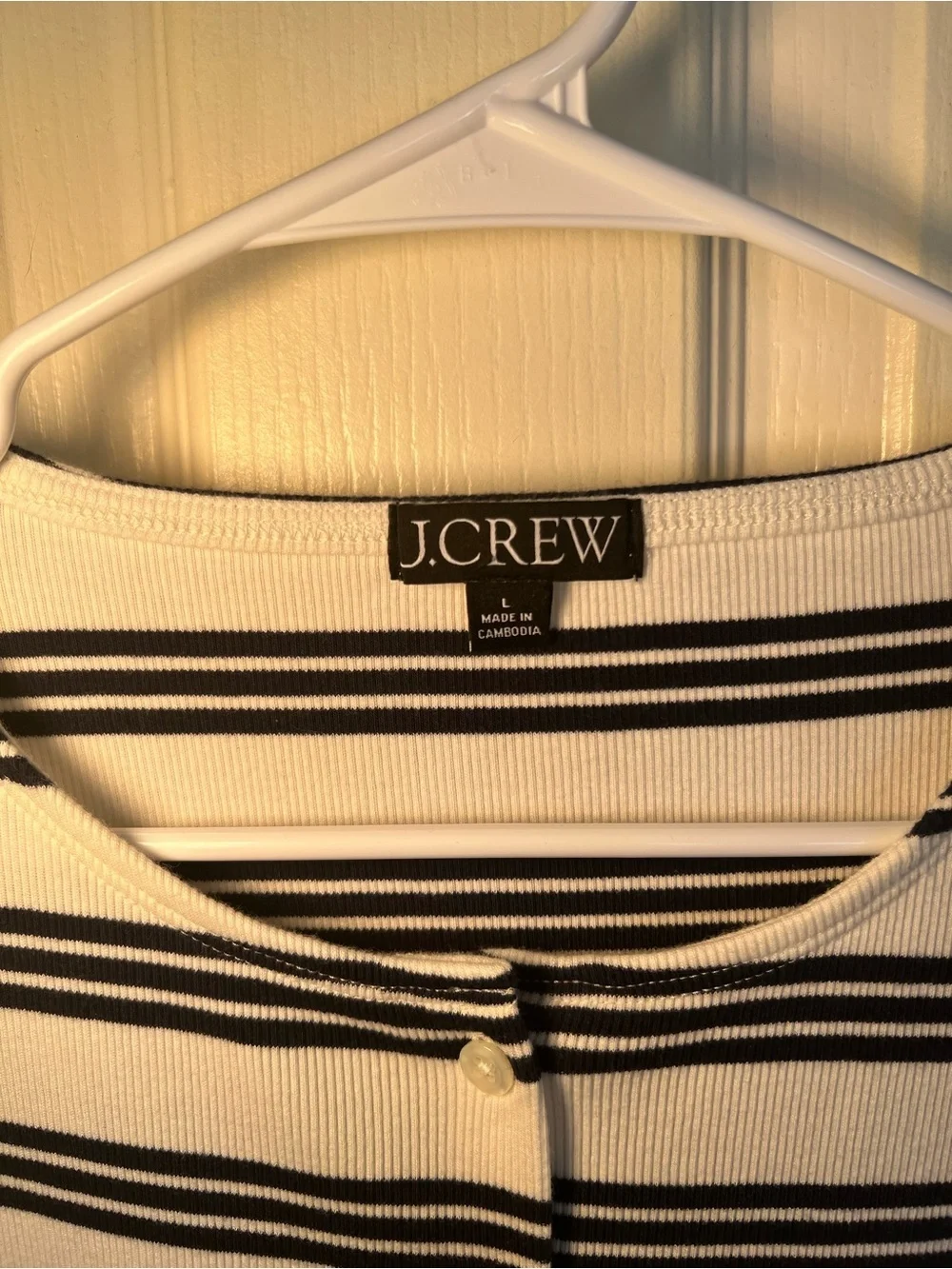 J.Crew Black White Striped Rib Knit Cardigan Top Size Large